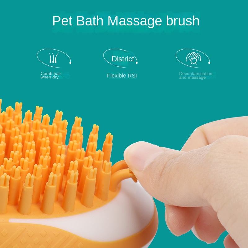 2 In 1 Silicone Pet Bath Brush Massage Grooming Shower Comb Tool