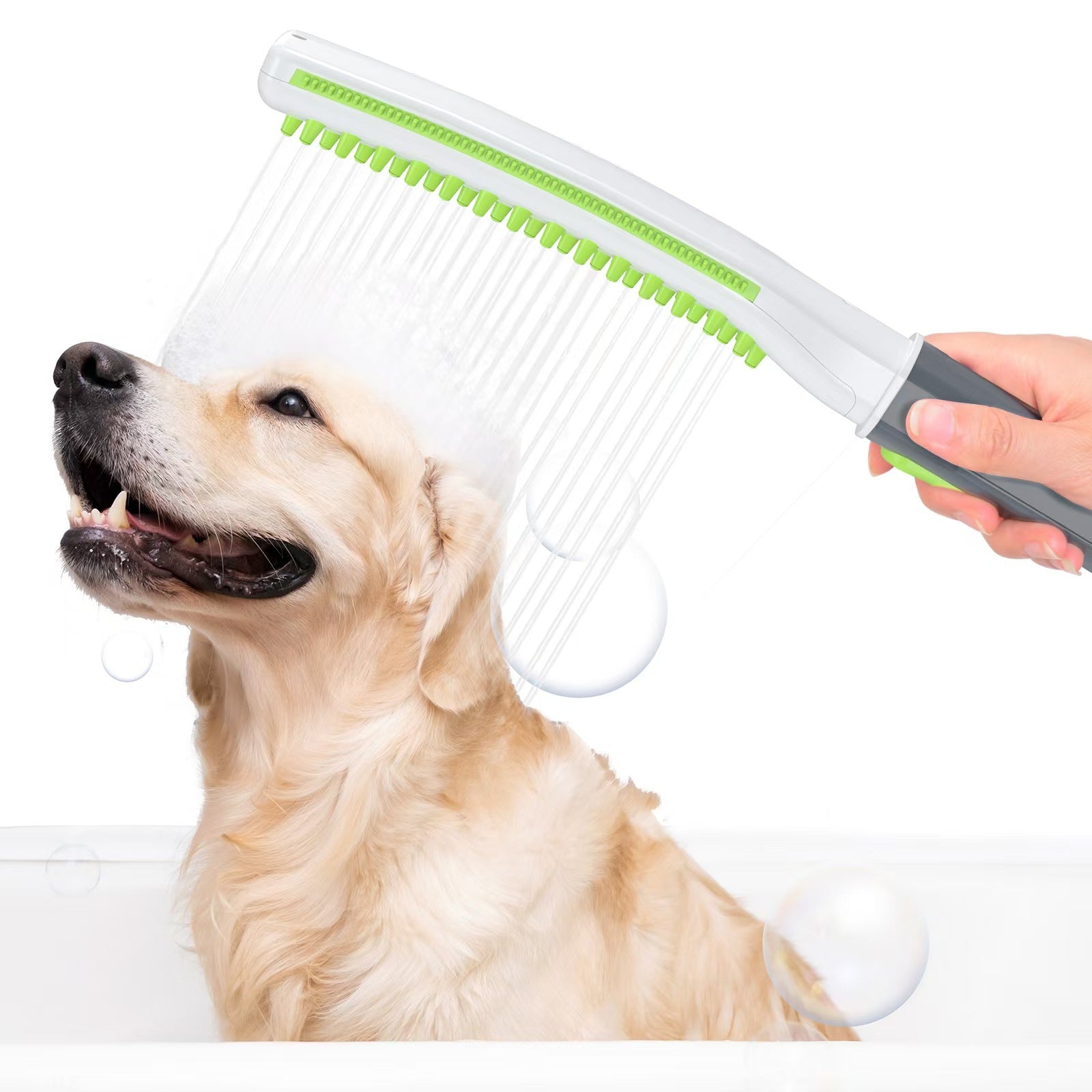 Pet Bathing Shower Brush With Built In Water Flow Grooming Tool