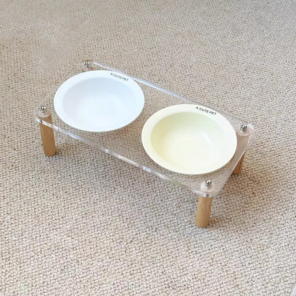 Anti Tumble Elevated Pet Double Bowl Ceramic Feeding Stand
