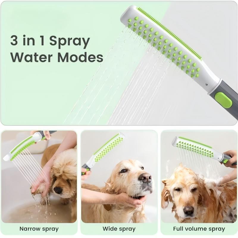 Pet Bathing Shower Brush With Built In Water Flow Grooming Tool