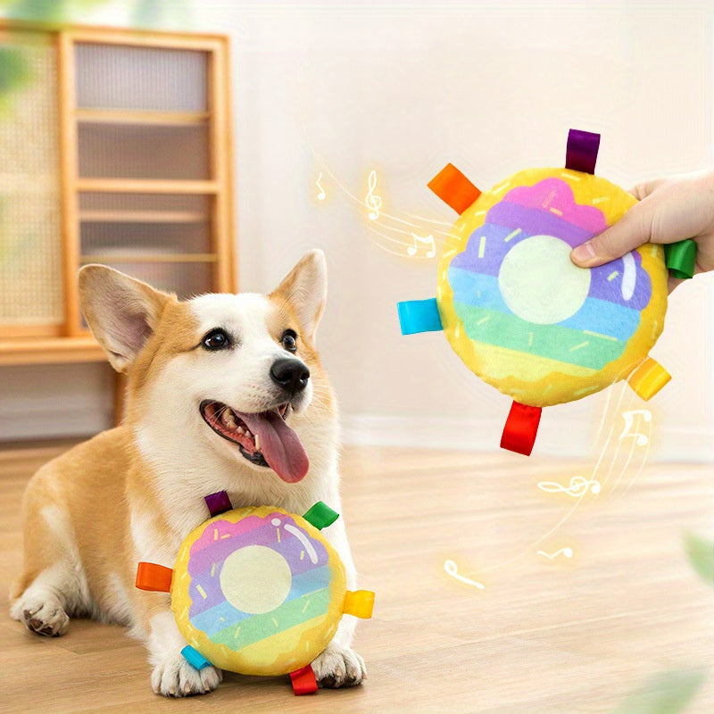 Pet Cartoon Plush Flying Disc Bite Resistant Training Toy