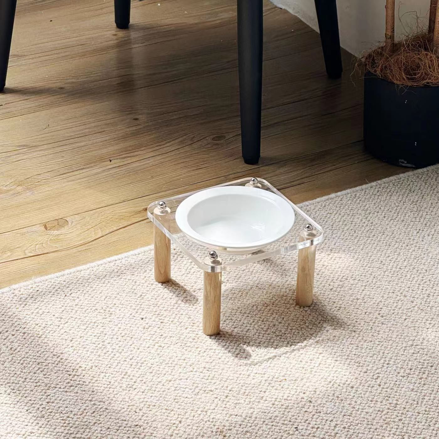 Anti Tumble Elevated Pet Double Bowl Ceramic Feeding Stand
