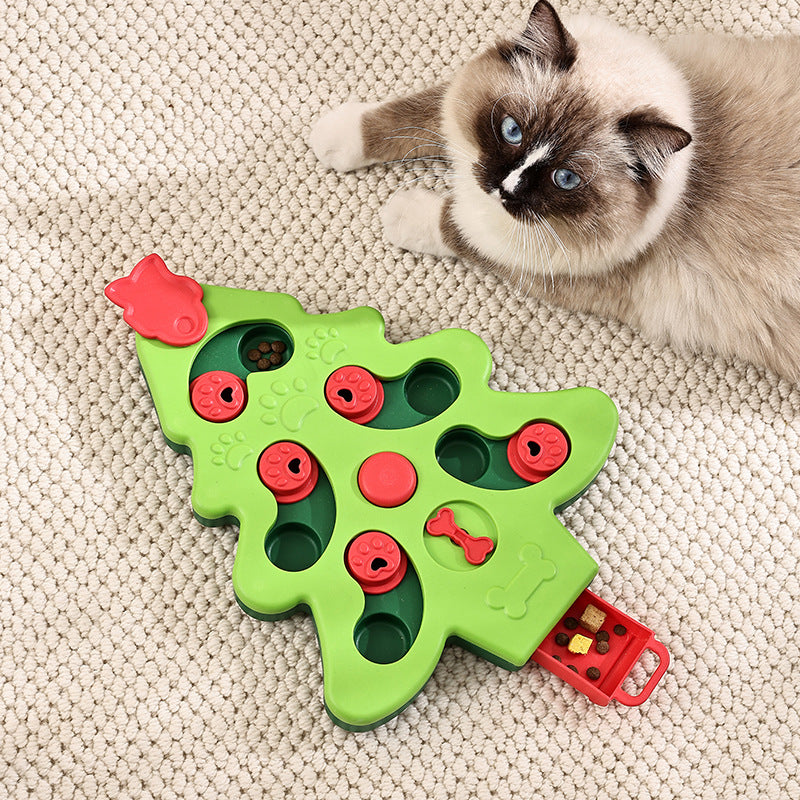 Pet Interactive Puzzle Slow Feeder Christmas Tree Bowl Toy