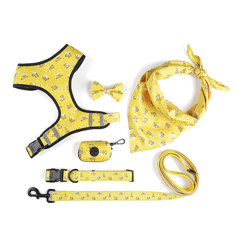 Bow Design Pet Harness With Leash Set
