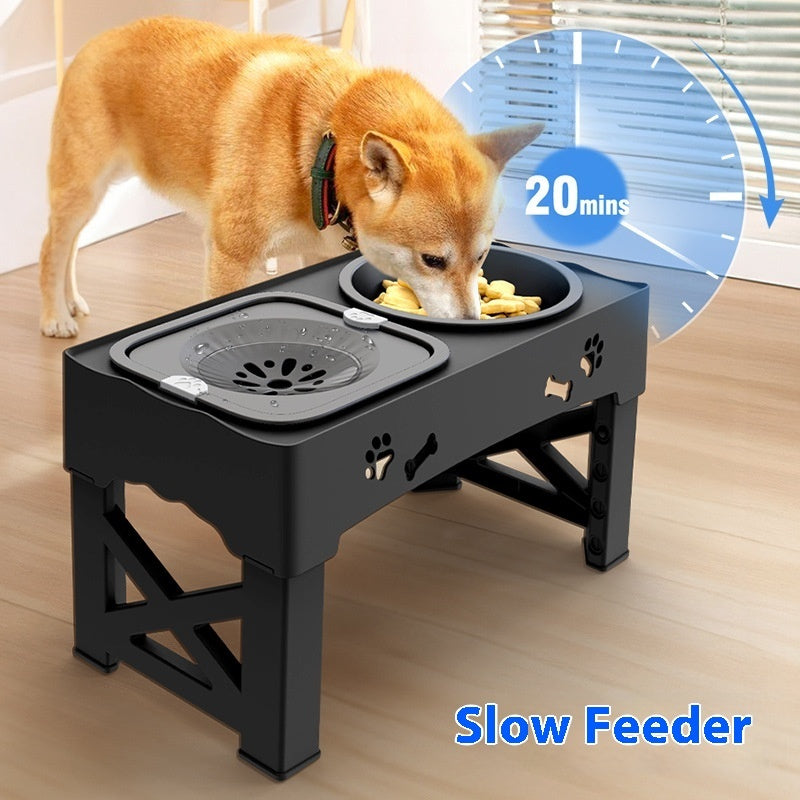 Stainless Steel Pet Double Bowl Elevated Feeding Stand With Lifting Design