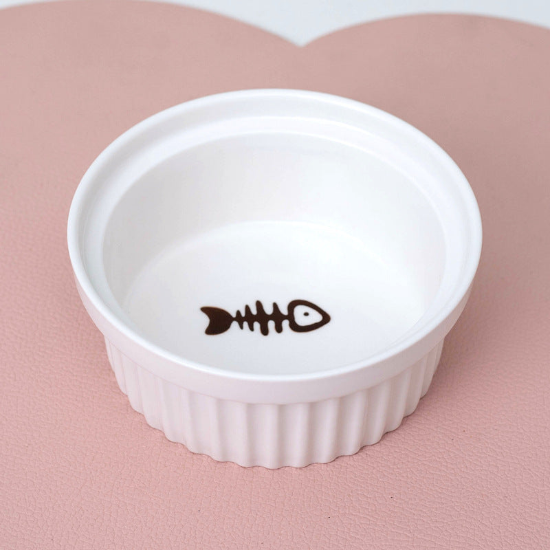 Ceramic Double Bowl Elevated Pet Feeding Water Bowl Supplies
