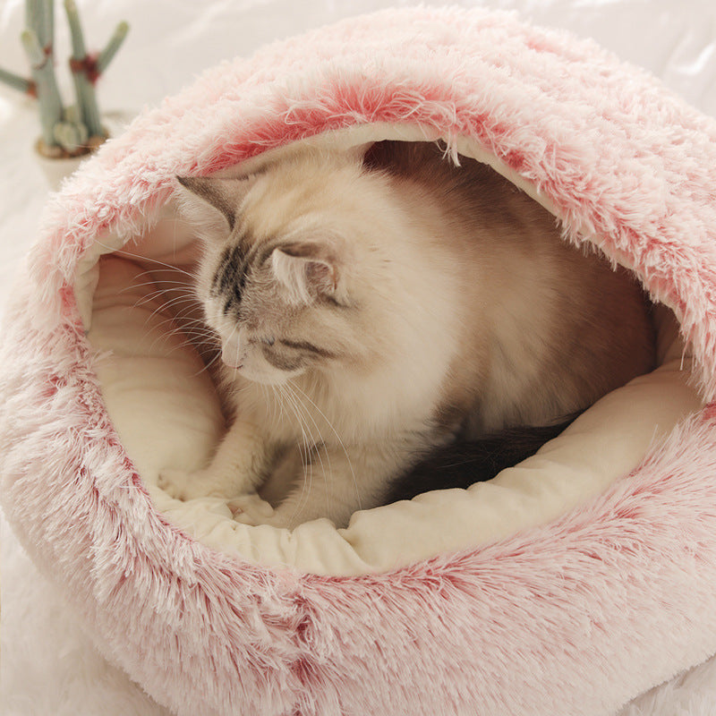 Pet Cave Nest Bed Soft Warm Velvet Shelter