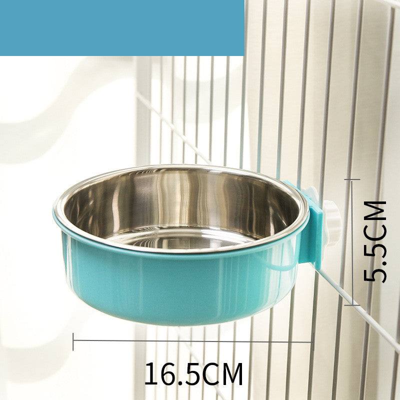 Stainless Steel Neck Guard Hanging Pet Feeding Bowl