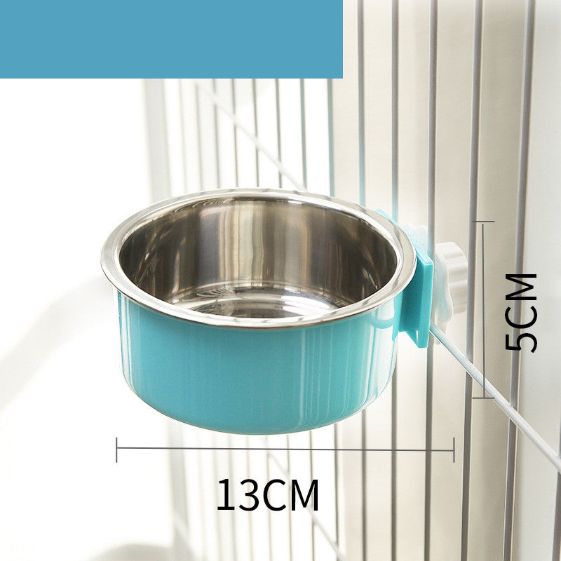 Stainless Steel Neck Guard Hanging Pet Feeding Bowl