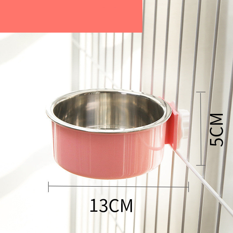 Stainless Steel Neck Guard Hanging Pet Feeding Bowl