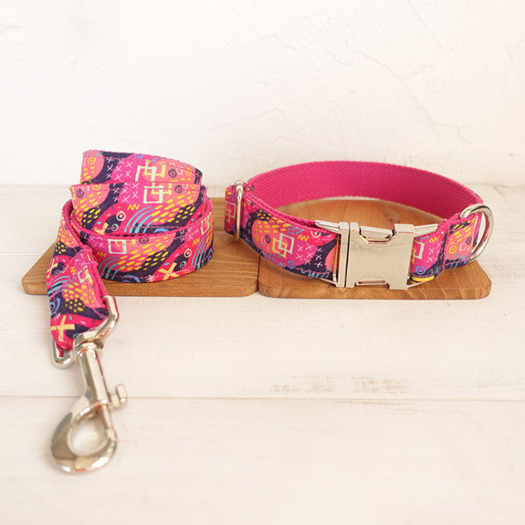 Adjustable Pet Collar With Training Traction Leash System