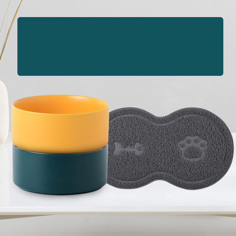 Ceramic Double Pet Feeding Bowl Set
