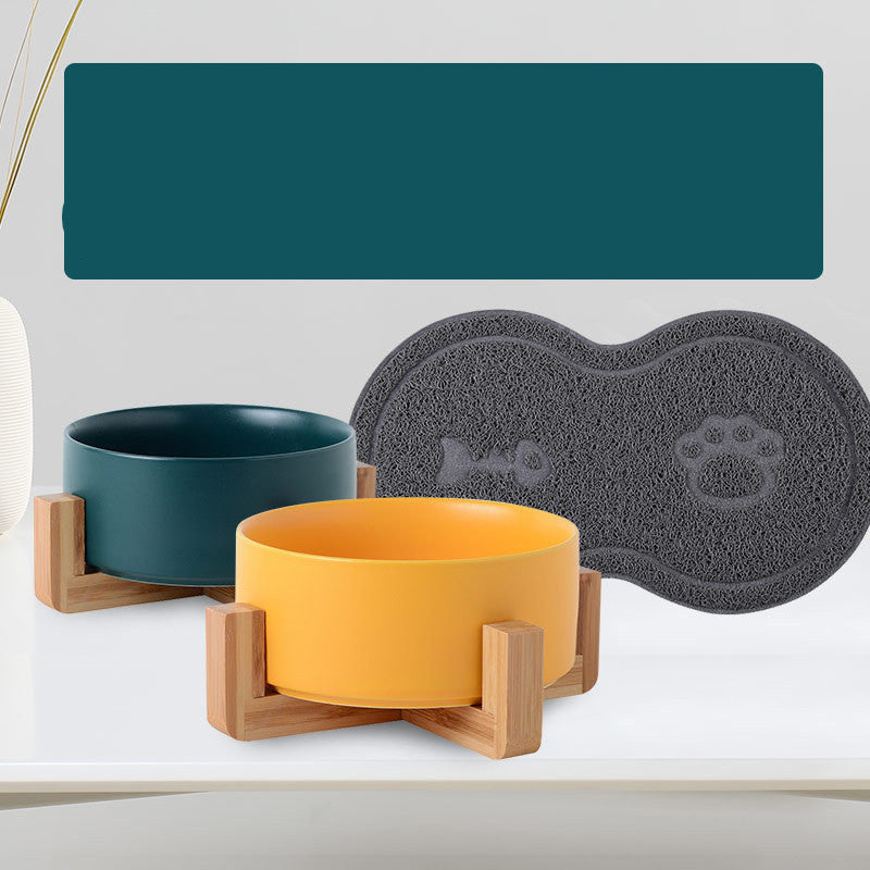 Ceramic Double Pet Feeding Bowl Set