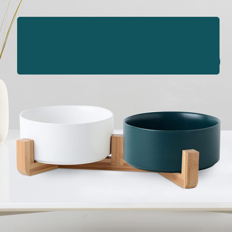 Ceramic Double Pet Feeding Bowl Set