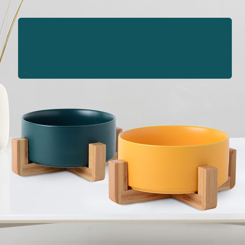Ceramic Double Pet Feeding Bowl Set