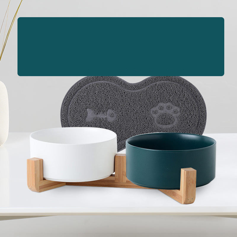 Ceramic Double Pet Feeding Bowl Set