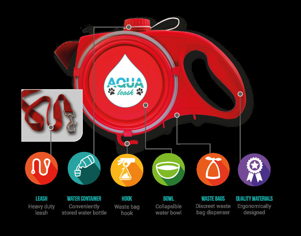 Multifunctional Portable Pet Training Leash With Water Bottle
