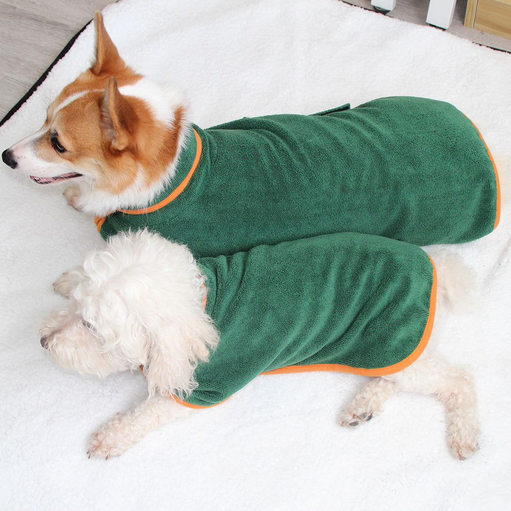 Pet Bathing Robe Neck Tucked Waist Comfortable Puppy Shirt Apparel