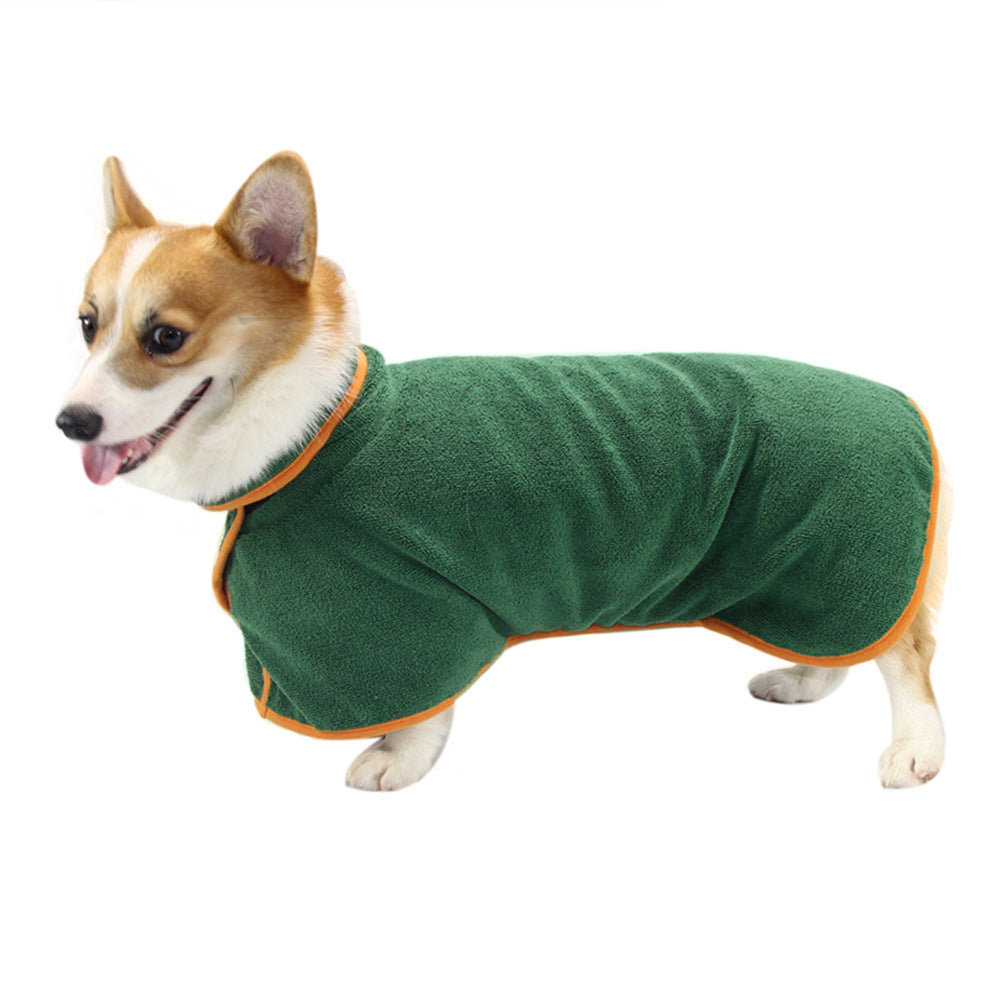 Pet Bathing Robe Neck Tucked Waist Comfortable Puppy Shirt Apparel