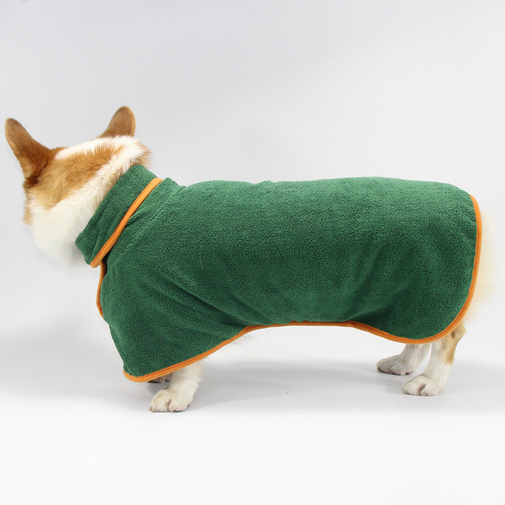 Pet Bathing Robe Neck Tucked Waist Comfortable Puppy Shirt Apparel