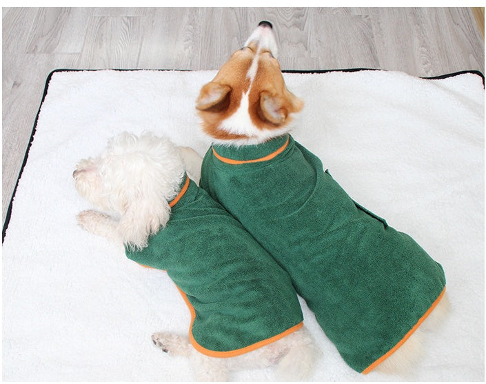 Pet Bathing Robe Neck Tucked Waist Comfortable Puppy Shirt Apparel