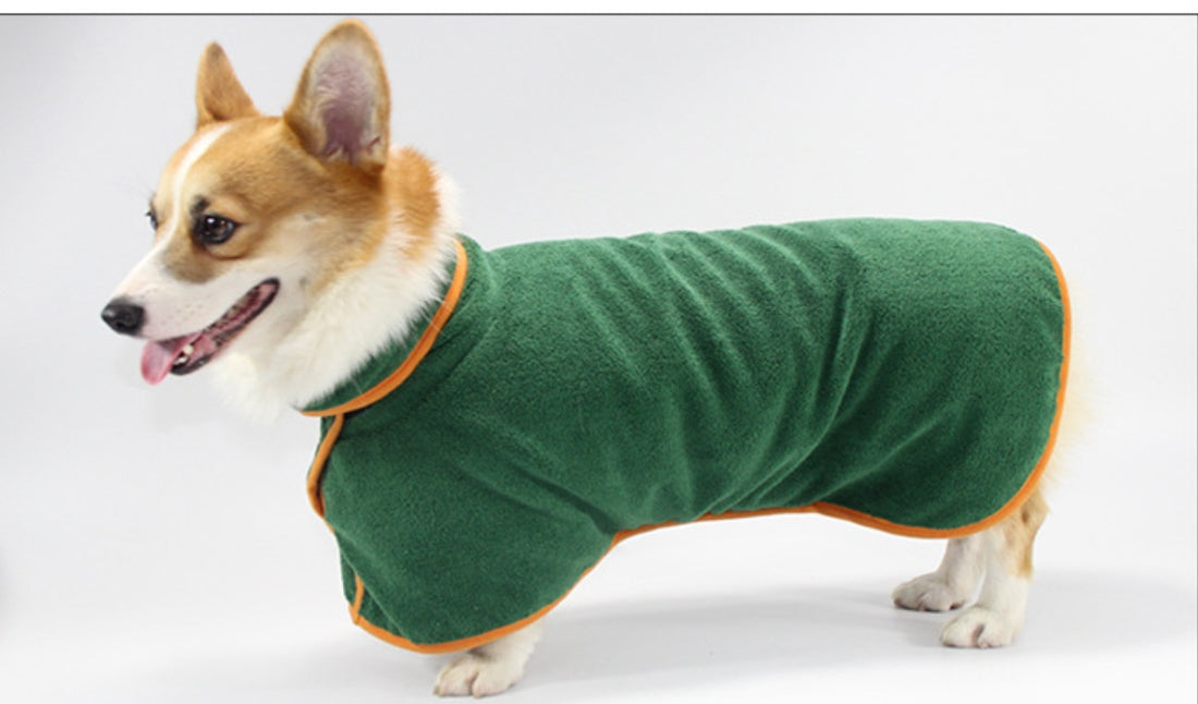 Pet Bathing Robe Neck Tucked Waist Comfortable Puppy Shirt Apparel