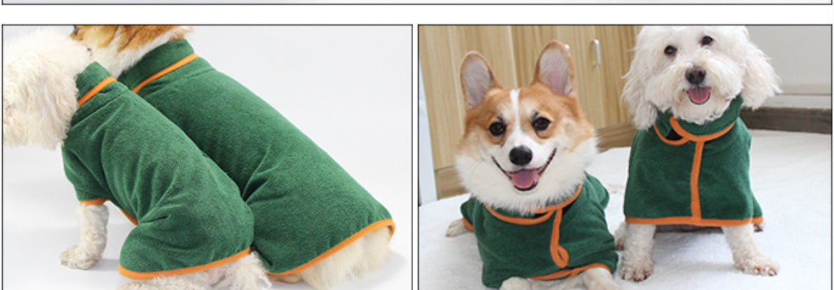 Pet Bathing Robe Neck Tucked Waist Comfortable Puppy Shirt Apparel