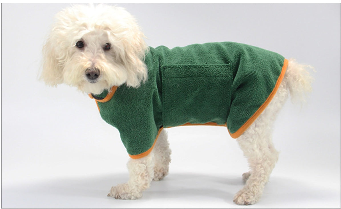 Pet Bathing Robe Neck Tucked Waist Comfortable Puppy Shirt Apparel