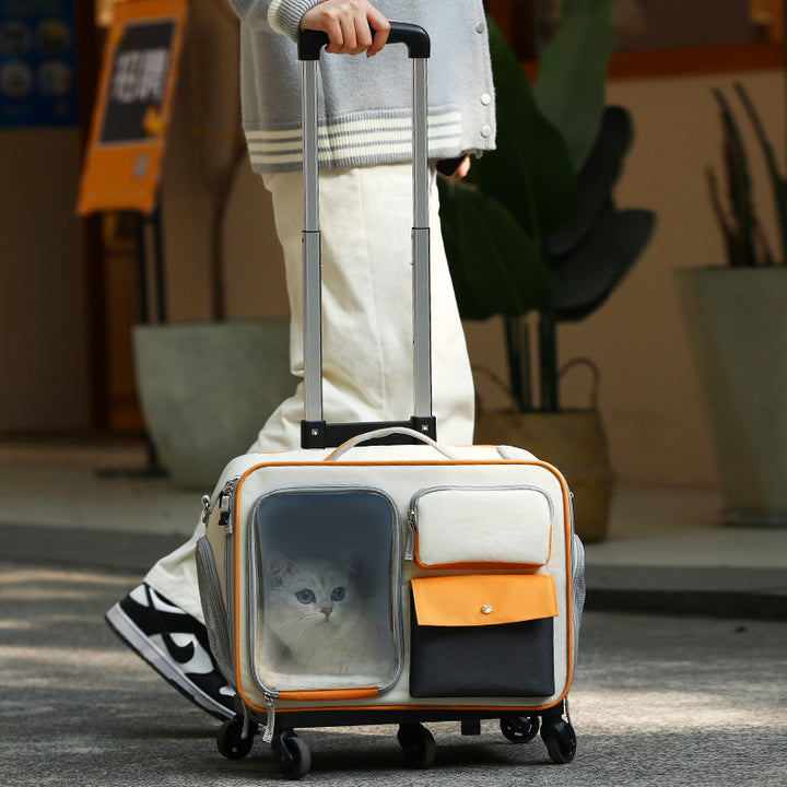 Pet Trolley Backpack Carrier Bag Anti Stress Travel Design