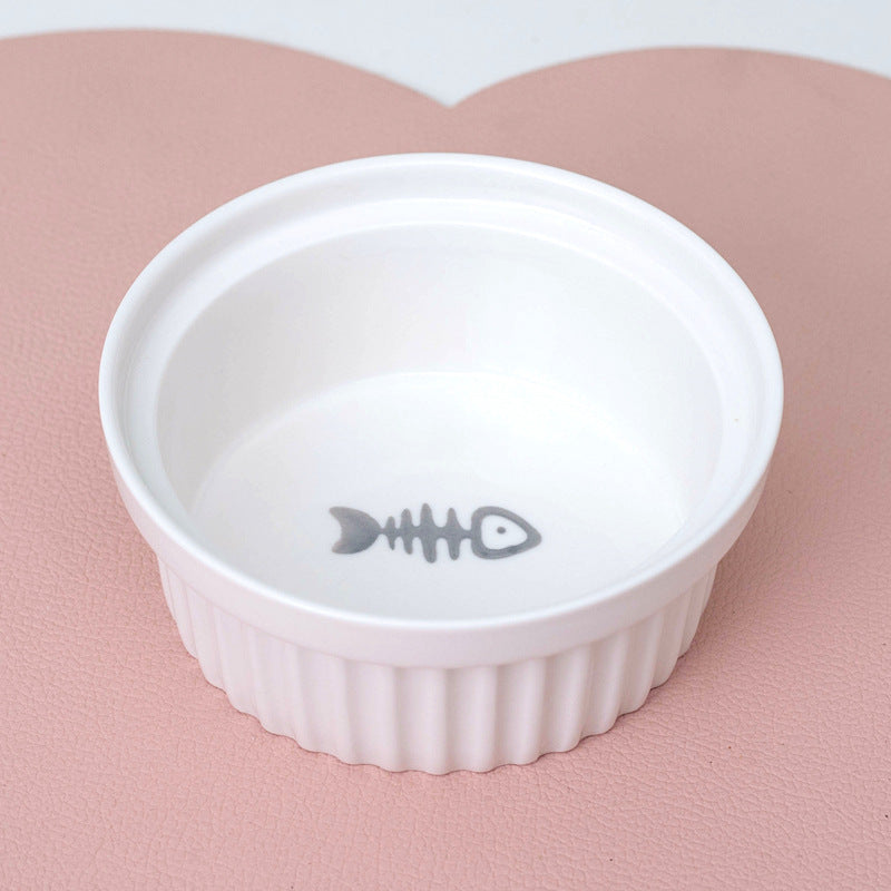 Ceramic Double Bowl Elevated Pet Feeding Water Bowl Supplies