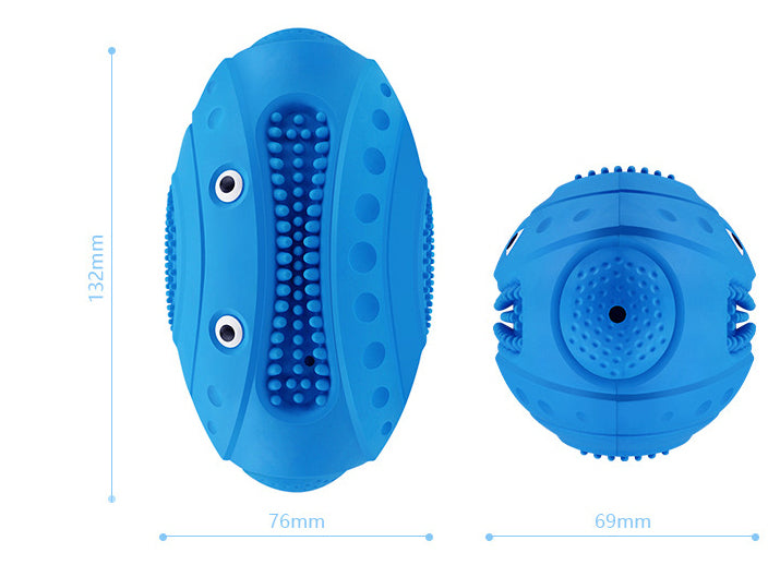 Pet Natural Rubber Squeaky Molar Rugby Chew Toy