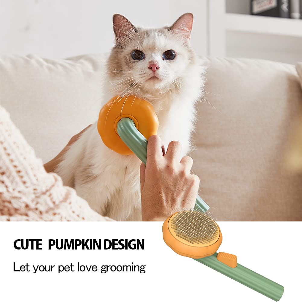Self Cleaning Pet Pumpkin Grooming Slicker Brush For Loose Hair Removal