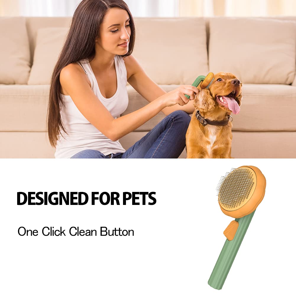Self Cleaning Pet Pumpkin Grooming Slicker Brush For Loose Hair Removal