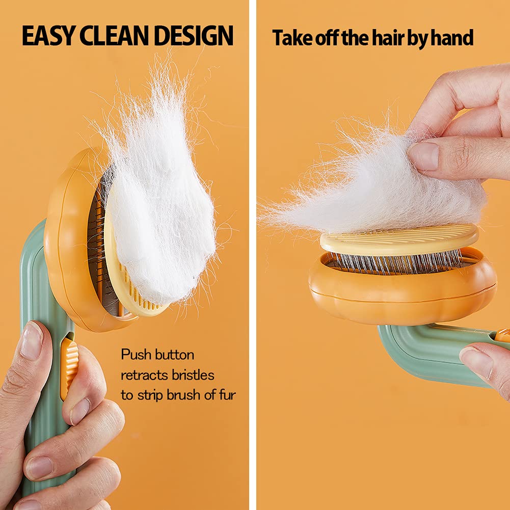Self Cleaning Pet Pumpkin Grooming Slicker Brush For Loose Hair Removal