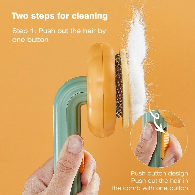 Self Cleaning Pet Pumpkin Grooming Slicker Brush For Loose Hair Removal