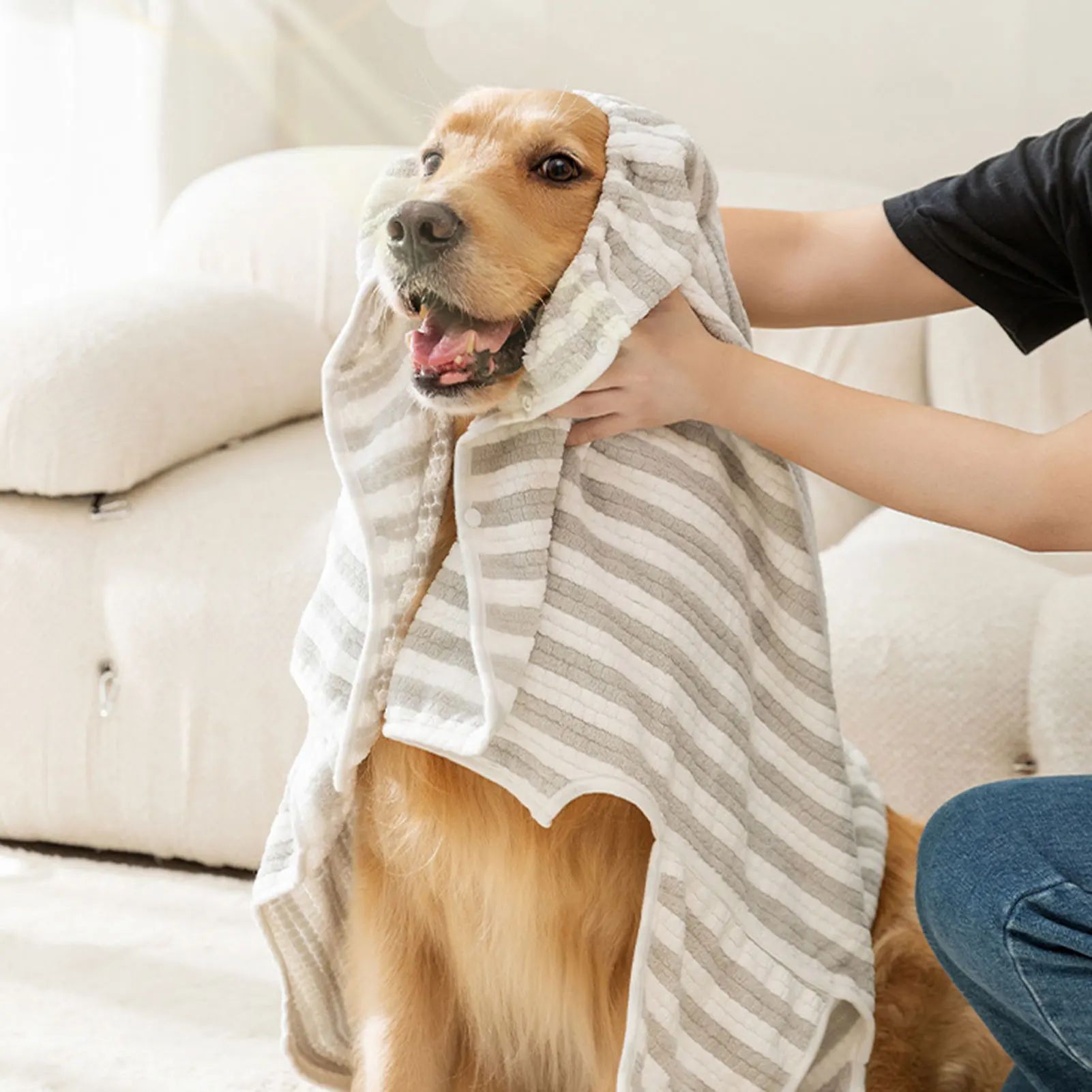 Ultra Absorbent Quick Drying Pet Bath Towel Thick Bathrobe Design