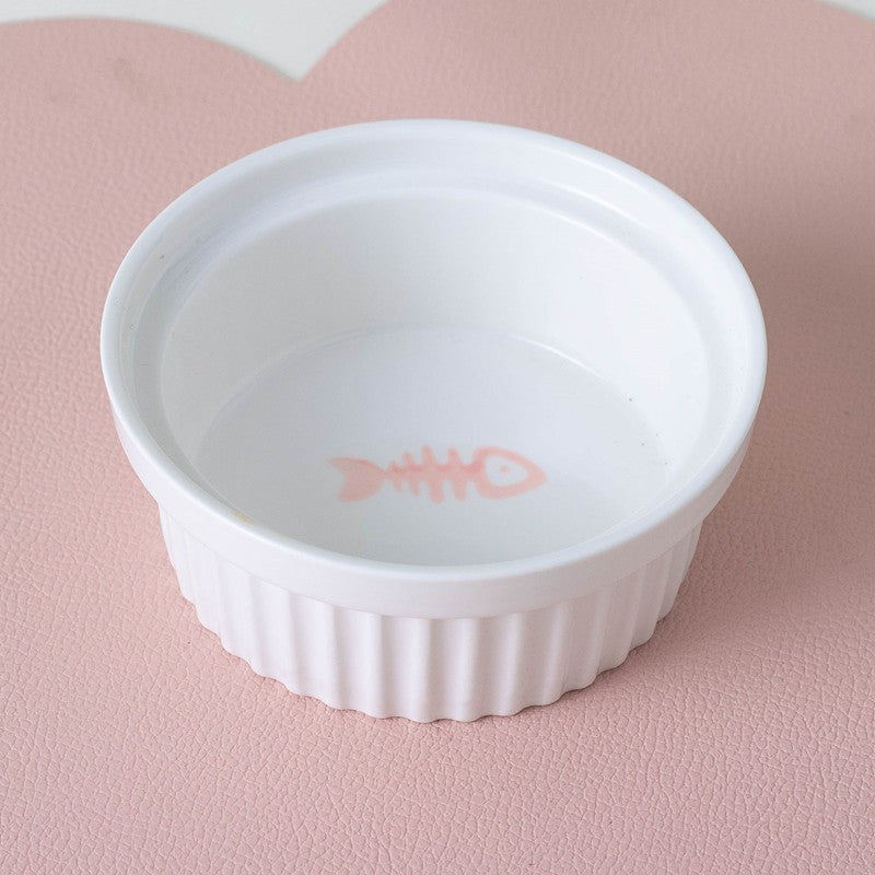 Ceramic Double Bowl Elevated Pet Feeding Water Bowl Supplies