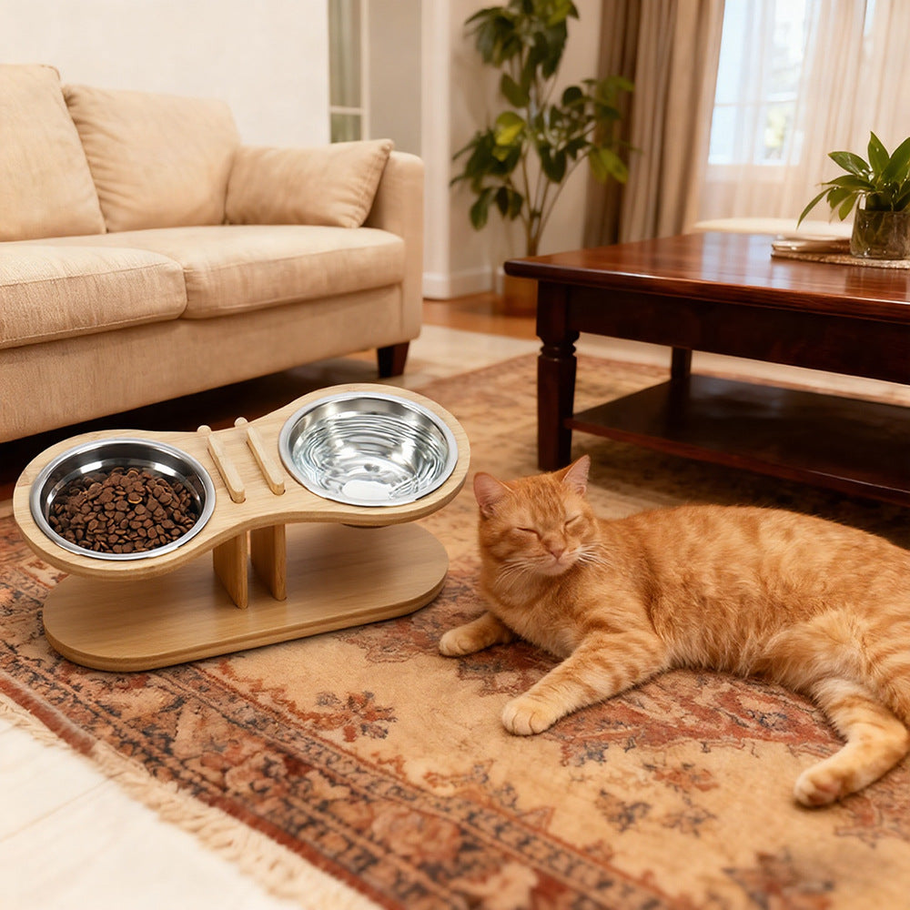 Adjustable Tilted Pet Feeding Stand With Bowl Ergonomic Design