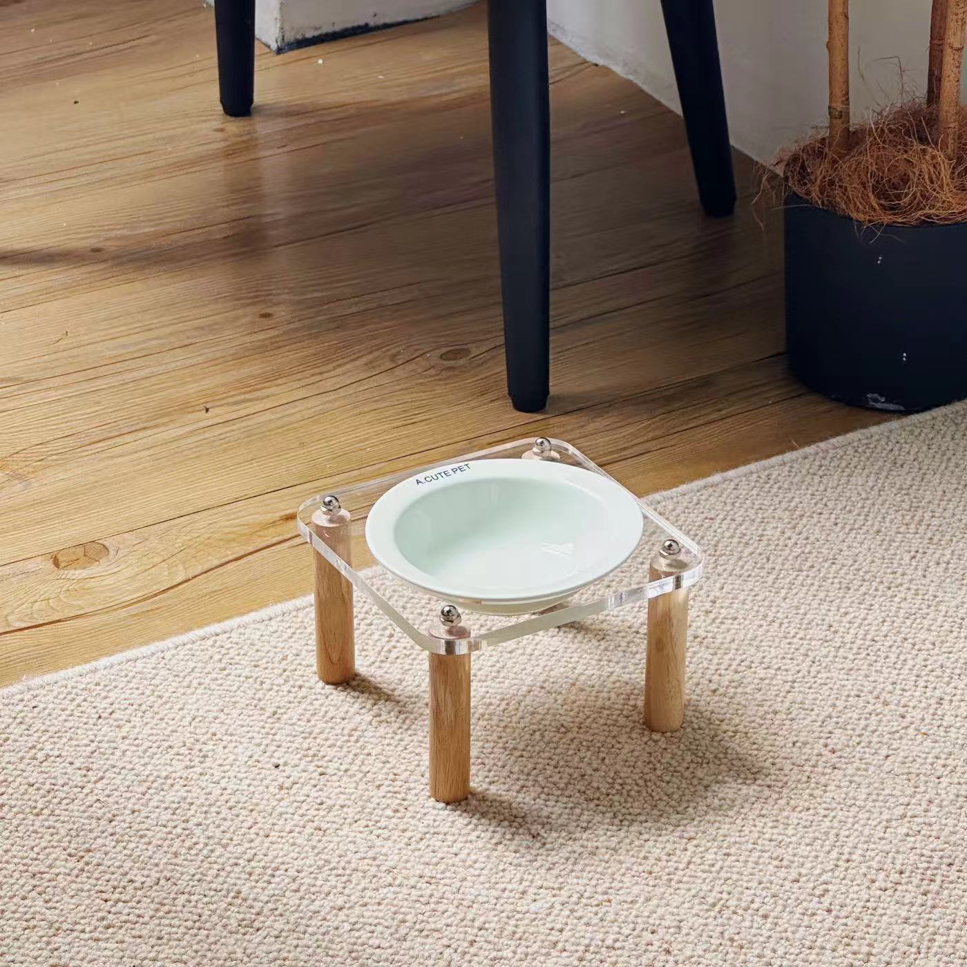 Anti Tumble Elevated Pet Double Bowl Ceramic Feeding Stand