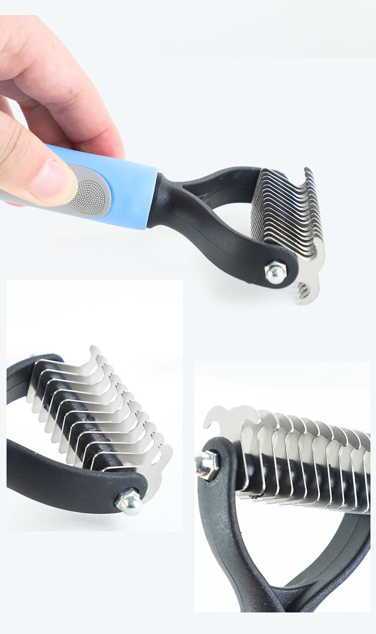 Double Sided Stainless Pet Grooming Brush Hair Removal Dematting Tool
