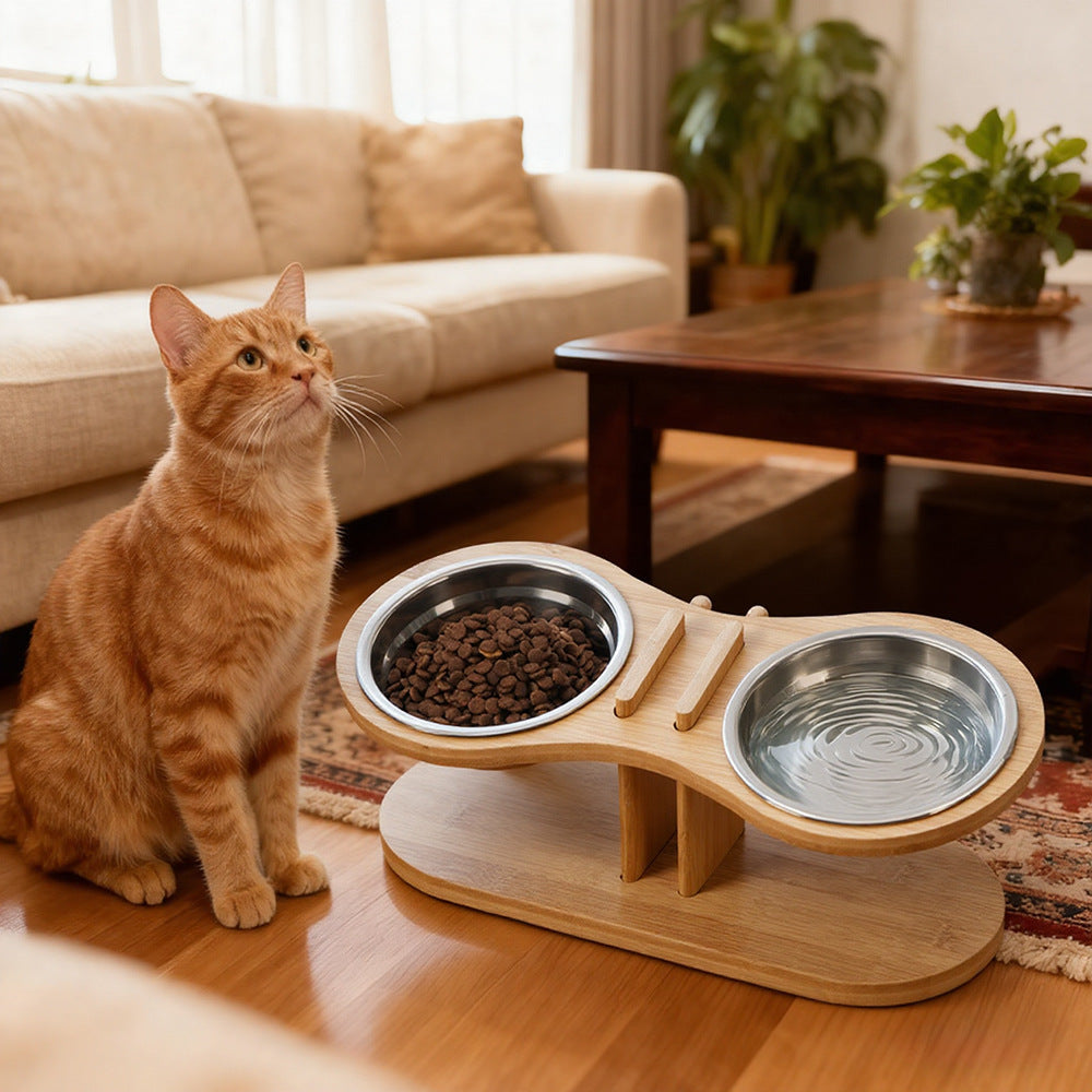 Adjustable Tilted Pet Feeding Stand With Bowl Ergonomic Design
