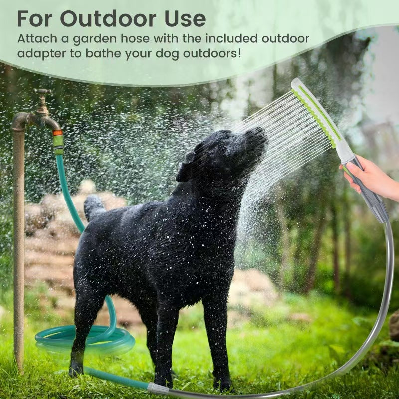 Pet Bathing Shower Brush With Built In Water Flow Grooming Tool