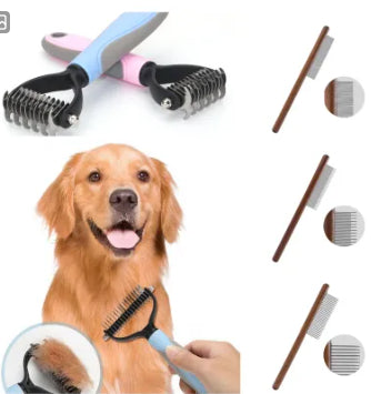 Double Sided Stainless Pet Grooming Brush Hair Removal Dematting Tool