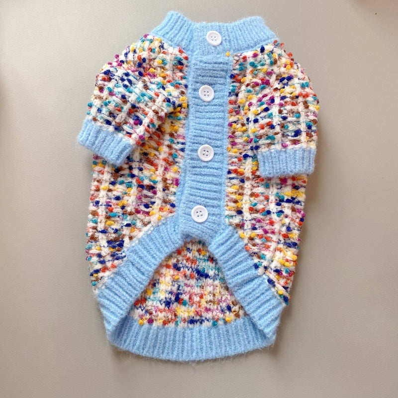 Color Block Pet Cardigan Sweater Warm Stylish Everyday Wear