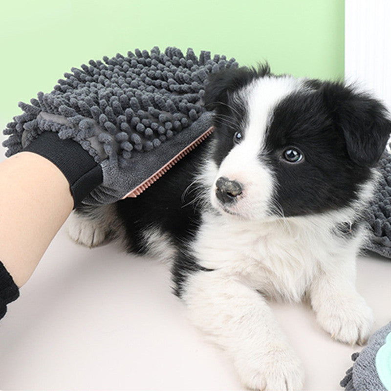 2 In 1 Pet Bathing Grooming Glove Brush Massage And Drying Tool