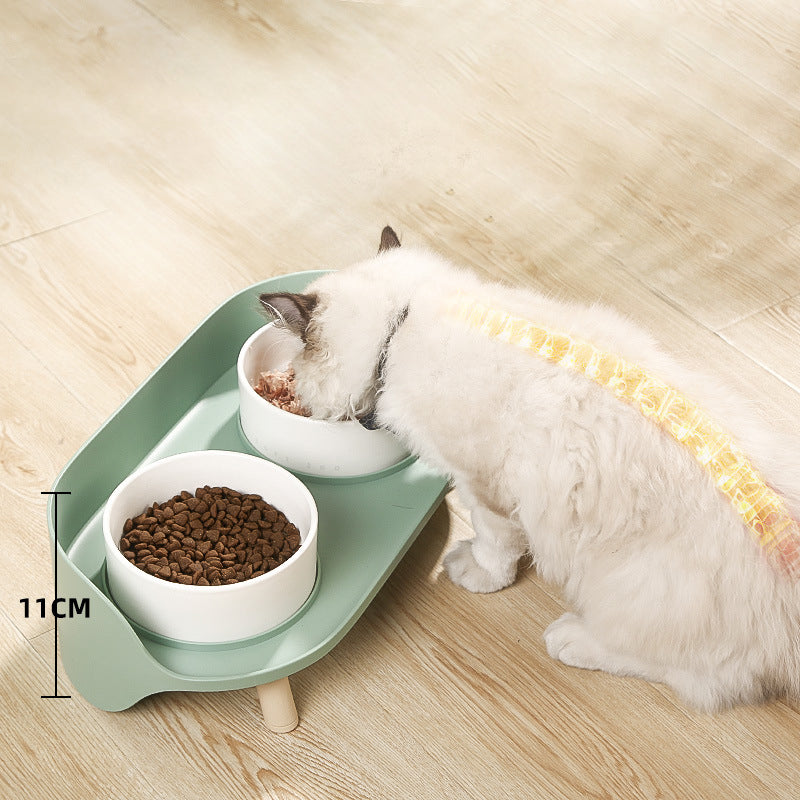 Adjustable Tilted Double Bowl Spill-Proof Pet Feeding Dish Supplies