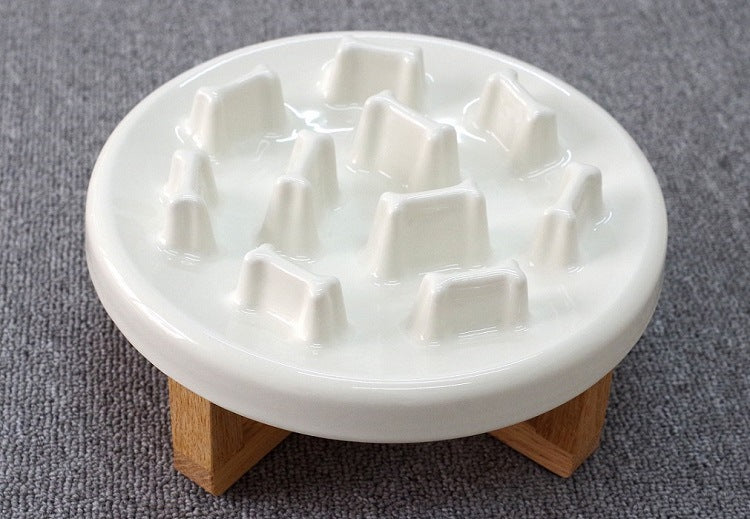Tilted Solid Wood Double Pet Feeding Bowl
