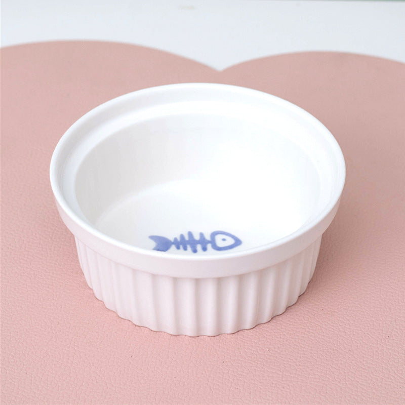 Ceramic Double Bowl Elevated Pet Feeding Water Bowl Supplies