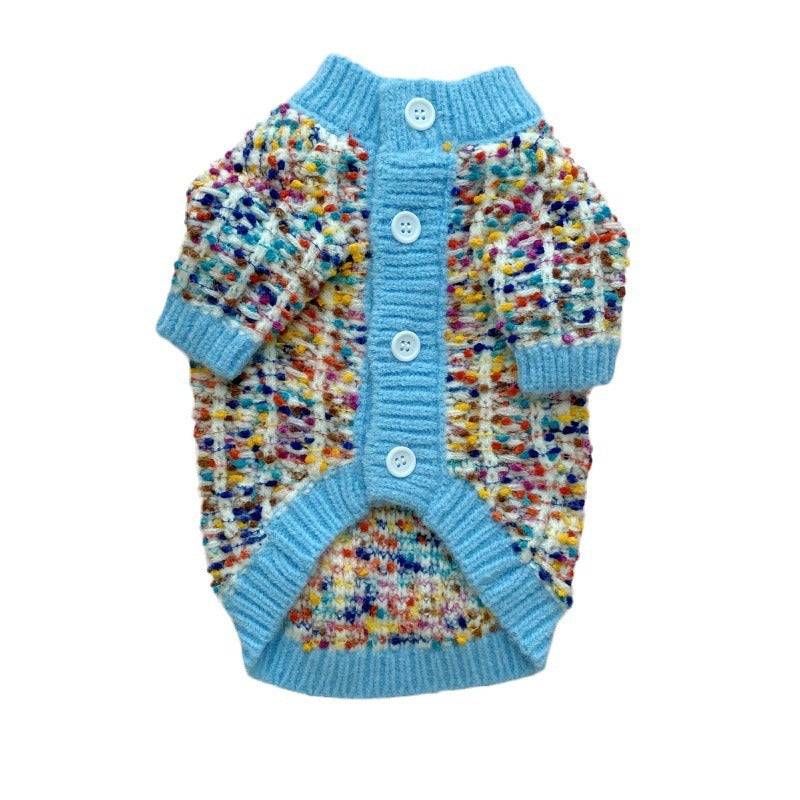Color Block Pet Cardigan Sweater Warm Stylish Everyday Wear