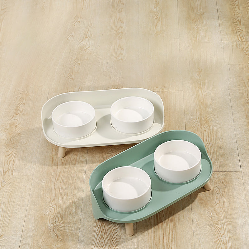 Adjustable Tilted Double Bowl Spill-Proof Pet Feeding Dish Supplies